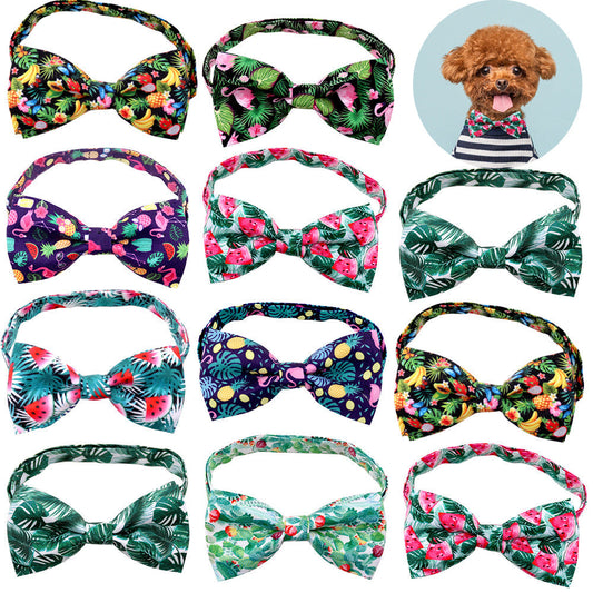 HKM-6616637 Tropical Fruit-Themed Bow Tie for Dogs and Cats - Cactus, Pineapple, Lemon Patterns