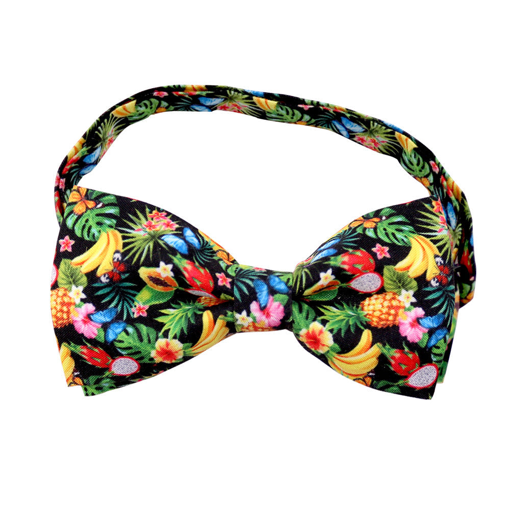 HKM-6616637 Tropical Fruit-Themed Bow Tie for Dogs and Cats - Cactus, Pineapple, Lemon Patterns