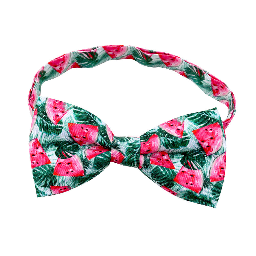 HKM-6616637 Tropical Fruit-Themed Bow Tie for Dogs and Cats - Cactus, Pineapple, Lemon Patterns