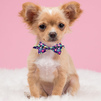HKM-6616637 Tropical Fruit-Themed Bow Tie for Dogs and Cats - Cactus, Pineapple, Lemon Patterns