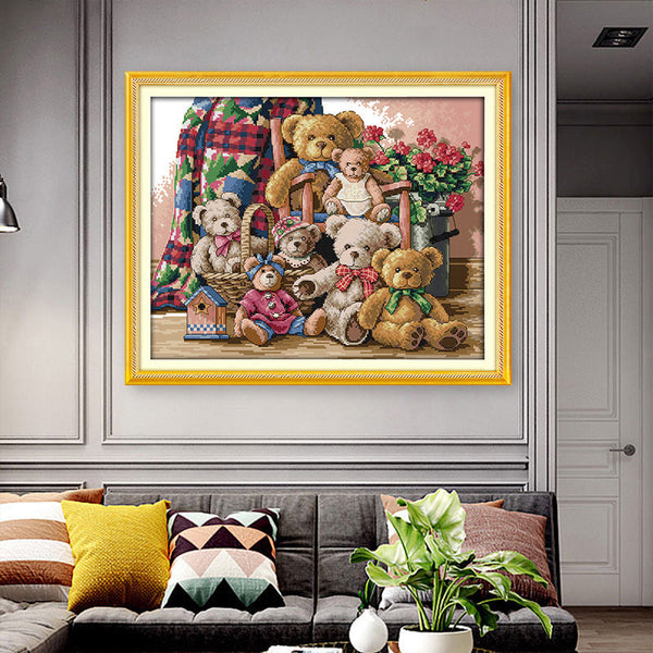 HKM-661907 Cartoon-Themed Resin Diamond Painting Kit - 32156 Stitches on Ecological Cotton Cloth, Multiple Sizes Available