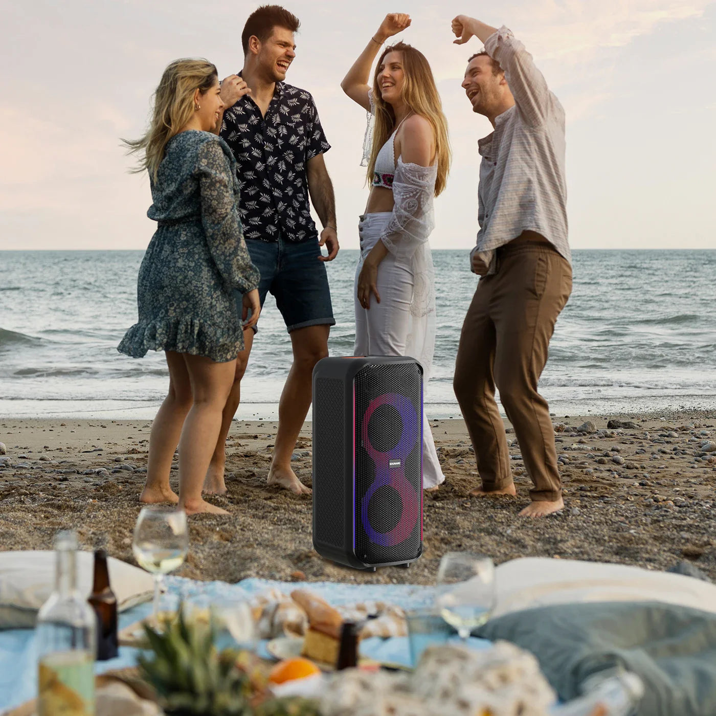 HKM-661907 Portable 60W Karaoke Speaker with LED Light, Super Bass, TWS, and 13000mAh Battery for Party Use
