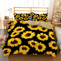 HKM-661907 Three-Piece Sunflower Landscape Quilt Cover Bedding Set, Digital Print, 200x230 cm