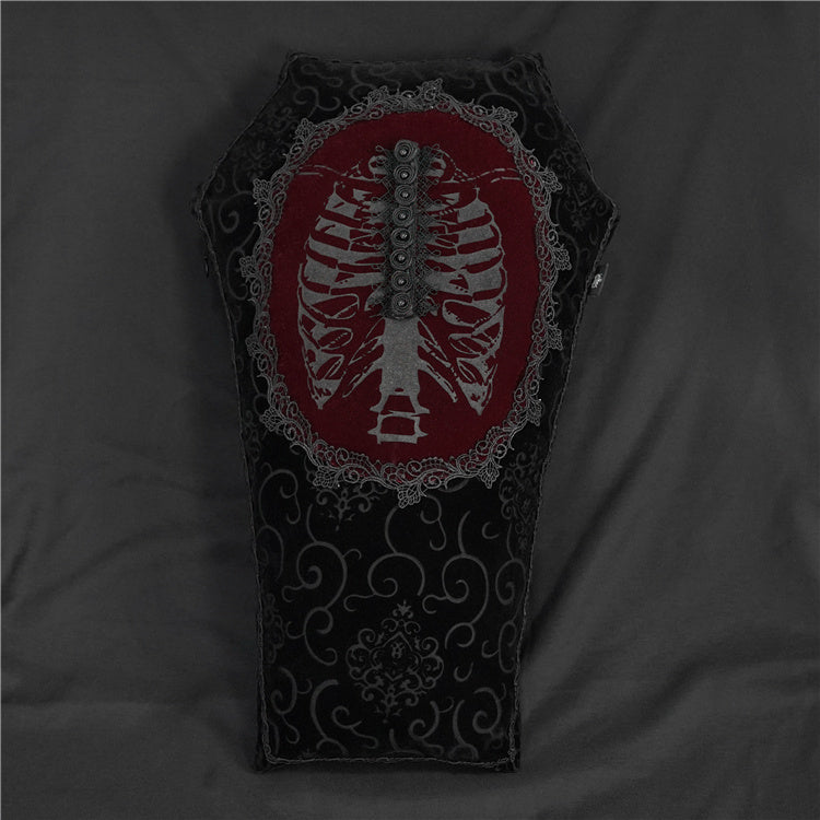 HKM-662035 Diamond-Shaped Retro Black and Red Long Pillow for Napping, 33x53.5cm