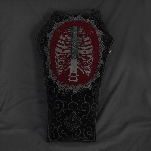 HKM-662035 Diamond-Shaped Retro Black and Red Long Pillow for Napping, 33x53.5cm