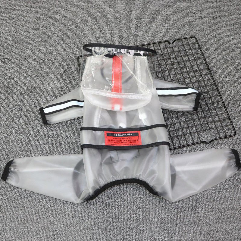 HKM-6620733 Waterproof Transparent Dog Raincoat for Small Breeds with Reflective Strips