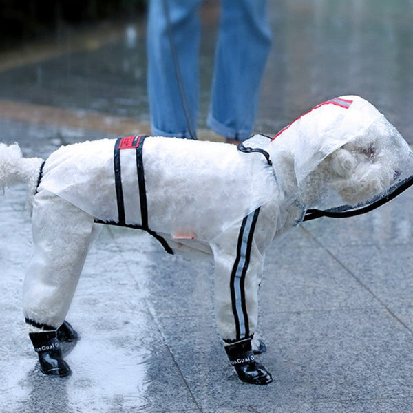 HKM-6620733 Waterproof Transparent Dog Raincoat for Small Breeds with Reflective Strips