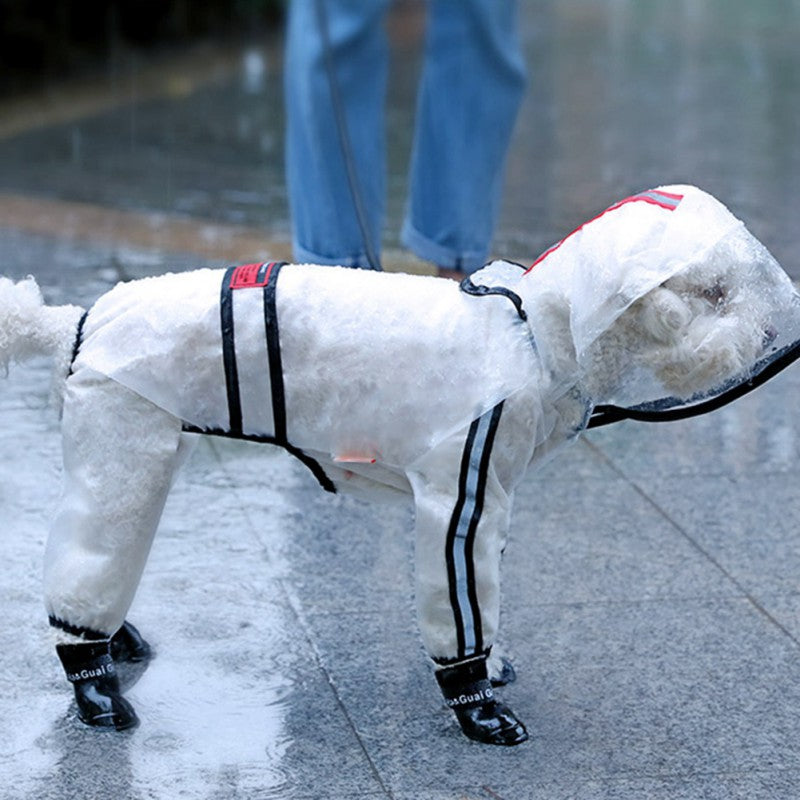 HKM-6620733 Waterproof Transparent Dog Raincoat for Small Breeds with Reflective Strips