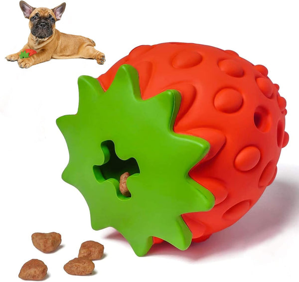 HKM-6621629 Durable Strawberry Dog Chew Toy for Aggressive Chewers with IQ Training Features
