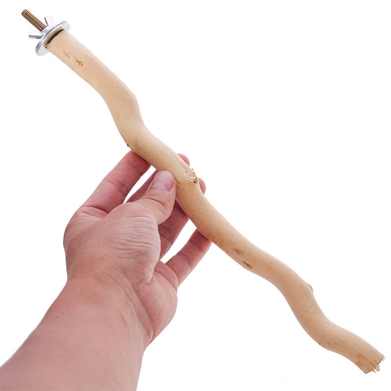 HKM-662163 Solid Wood Bird Stand Toy for Parrots - 20CM & 30CM Sizes Available