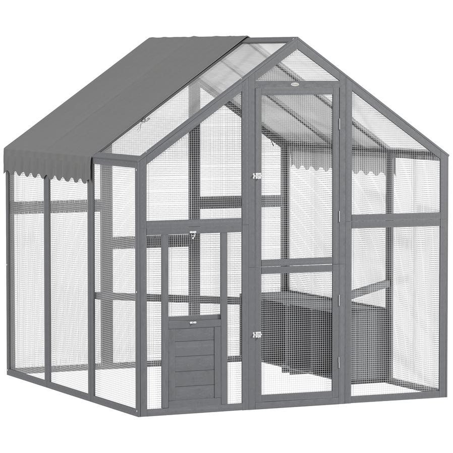 HKM-662227 Large Wooden Chicken Run for 6-8 Chickens with Waterproof and UV-Resistant Cover, Easy Assembly, 33 Sq Ft Space