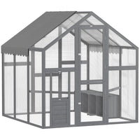 HKM-662227 Large Wooden Chicken Run for 6-8 Chickens with Waterproof and UV-Resistant Cover, Easy Assembly, 33 Sq Ft Space