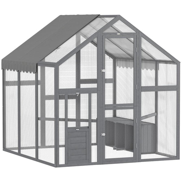 HKM-662227 Large Wooden Chicken Run for 6-8 Chickens with Waterproof and UV-Resistant Cover, Easy Assembly, 33 Sq Ft Space