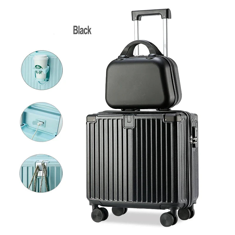HKM-662291 Compact Gold Luggage Set for Travel with Small Computer Storage
