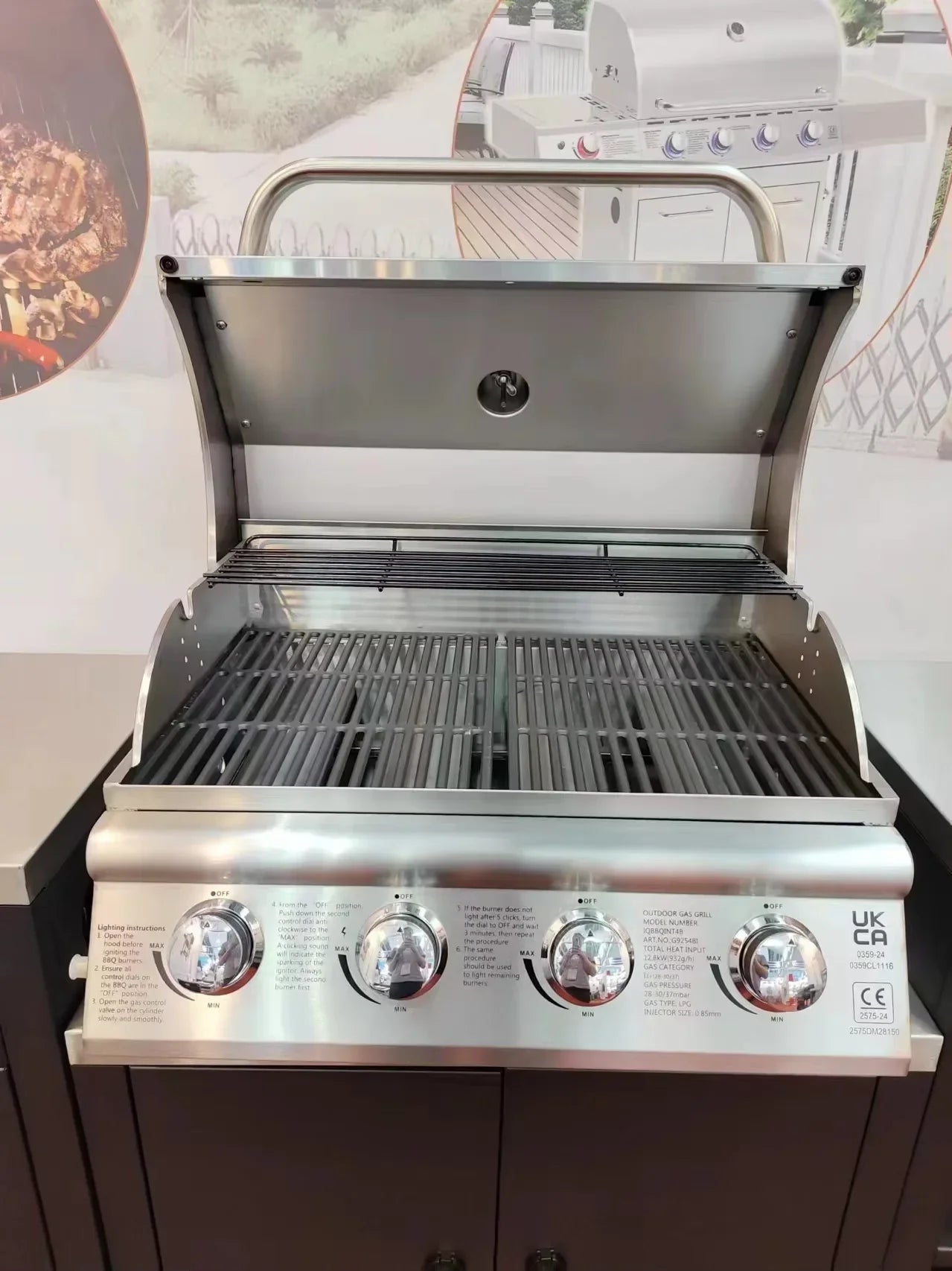 HKM-662419 Built-in Propane BBQ Gas Grill Smoker - Heavy Duty Stainless Steel for Outdoor Kitchen