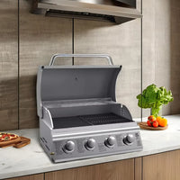 HKM-662419 Built-in Propane BBQ Gas Grill Smoker - Heavy Duty Stainless Steel for Outdoor Kitchen