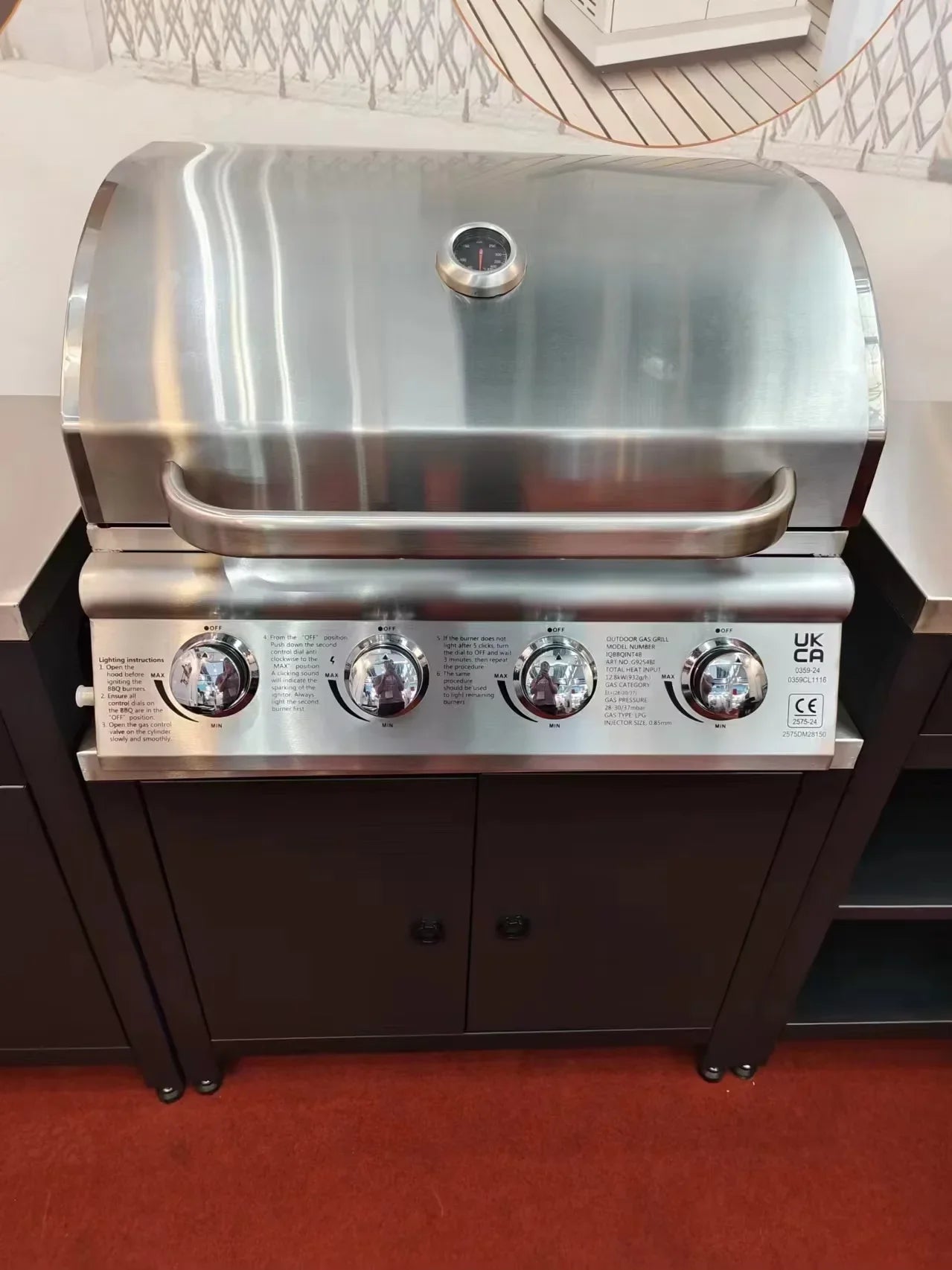 HKM-662419 Built-in Propane BBQ Gas Grill Smoker - Heavy Duty Stainless Steel for Outdoor Kitchen