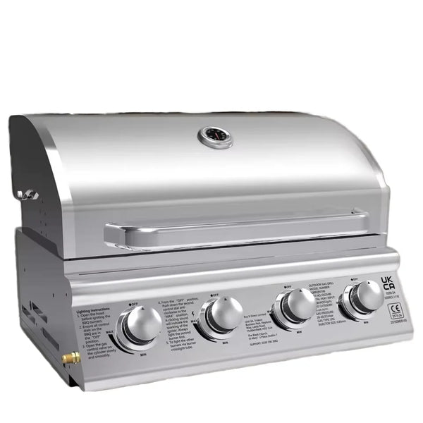 HKM-662419 Built-in Propane BBQ Gas Grill Smoker - Heavy Duty Stainless Steel for Outdoor Kitchen
