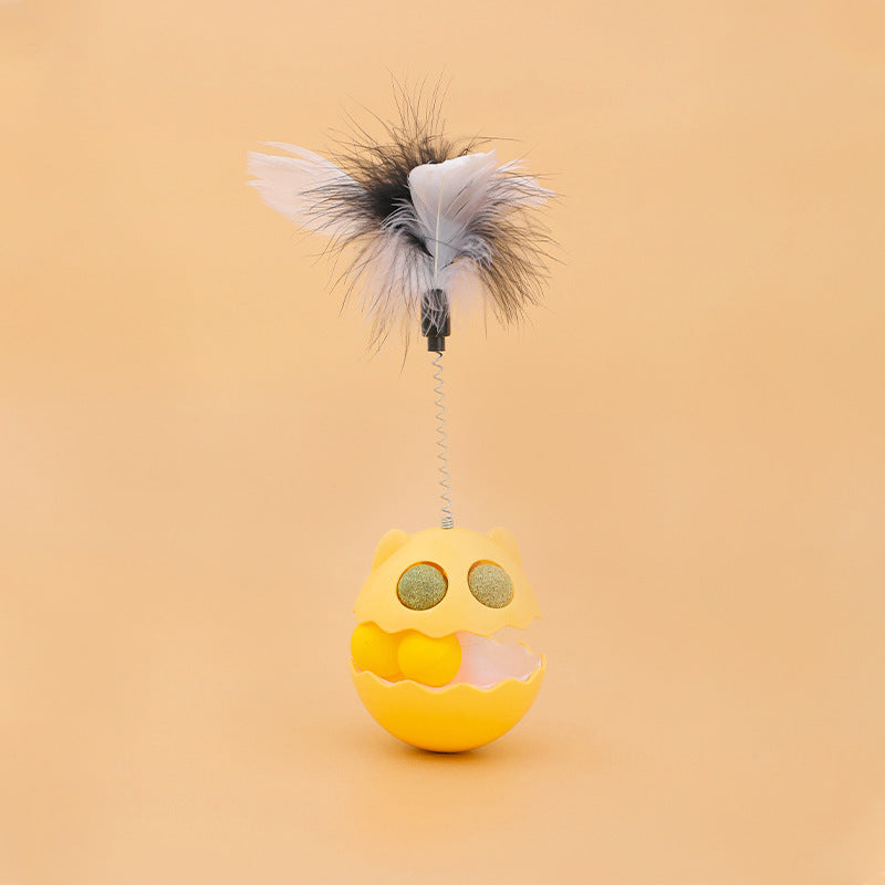 HKM-6624957 Interactive Cat Feather Toy with Roller Track and Catmint for Fun and Engagement