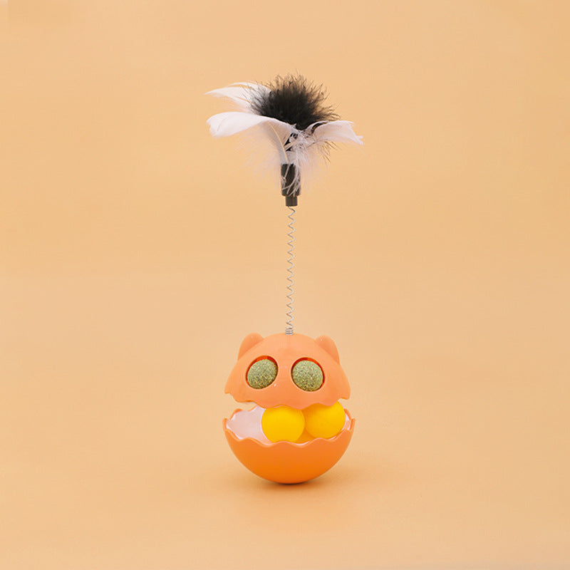 HKM-6624957 Interactive Cat Feather Toy with Roller Track and Catmint for Fun and Engagement