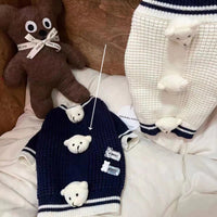 HKM-6625213 Spring Sweater for Cats in Three Bears White and Blue - Multiple Sizes Available