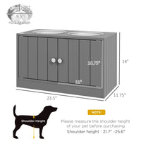 HKM-6626109 Elevated Dog Bowl Stand with Storage Cabinet and Stainless Steel Bowls, Gray