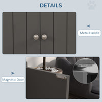 HKM-6626109 Elevated Dog Bowl Stand with Storage Cabinet and Stainless Steel Bowls, Gray