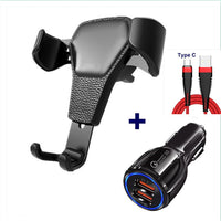 HKM-662611 Leather Grain Gravity Car Phone Holder - Adjustable, Universal Fit, Black and White Options