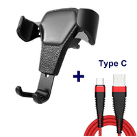 HKM-662611 Leather Grain Gravity Car Phone Holder - Adjustable, Universal Fit, Black and White Options