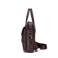 HKM-662611 Leather Laptop Briefcase with Shoulder Strap - Portable Crossbody Messenger Bag