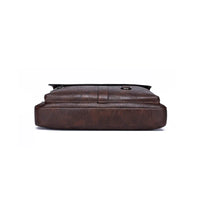 HKM-662611 Leather Laptop Briefcase with Shoulder Strap - Portable Crossbody Messenger Bag