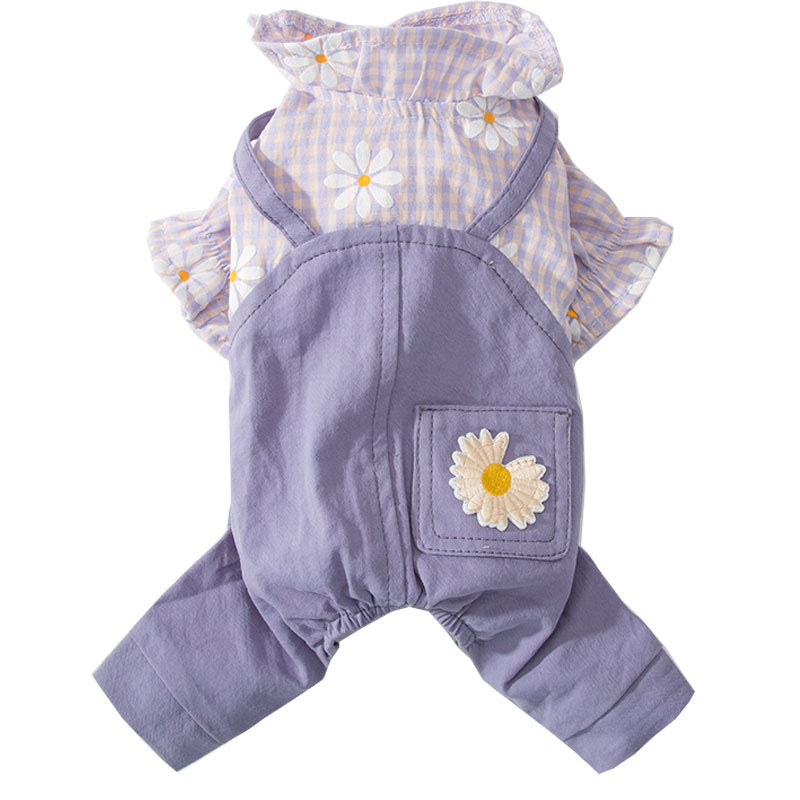 HKM-6626493 Purple Checkered Strap Pants for Dogs - Comfortable Fit for Small to XXL Sizes