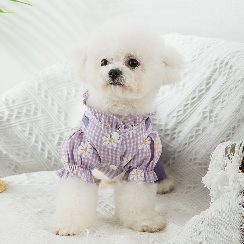 HKM-6626493 Purple Checkered Strap Pants for Dogs - Comfortable Fit for Small to XXL Sizes