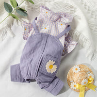 HKM-6626493 Purple Checkered Strap Pants for Dogs - Comfortable Fit for Small to XXL Sizes