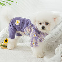 HKM-6626493 Purple Checkered Strap Pants for Dogs - Comfortable Fit for Small to XXL Sizes