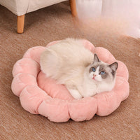 HKM-6627389 Cozy Double-Sided Short Plush Pet Bed with Multi-Color Petal Design for Cats and Dogs - 50x50cm