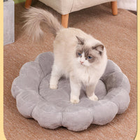 HKM-6627389 Cozy Double-Sided Short Plush Pet Bed with Multi-Color Petal Design for Cats and Dogs - 50x50cm