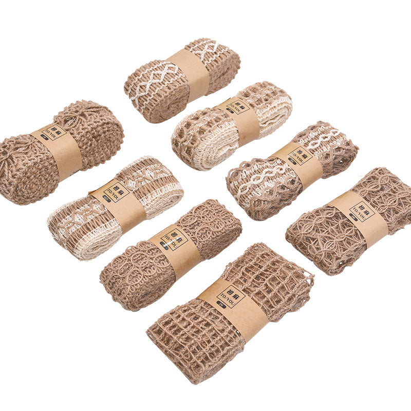 HKM-662739 Decorative Hemp Rope with Lace Trim for DIY and Craft Projects