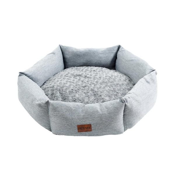 HKM-662739 Rose Velvet Hexagonal Dog Bed - Soft Plush Sofa for Small, Medium, and Large Dogs