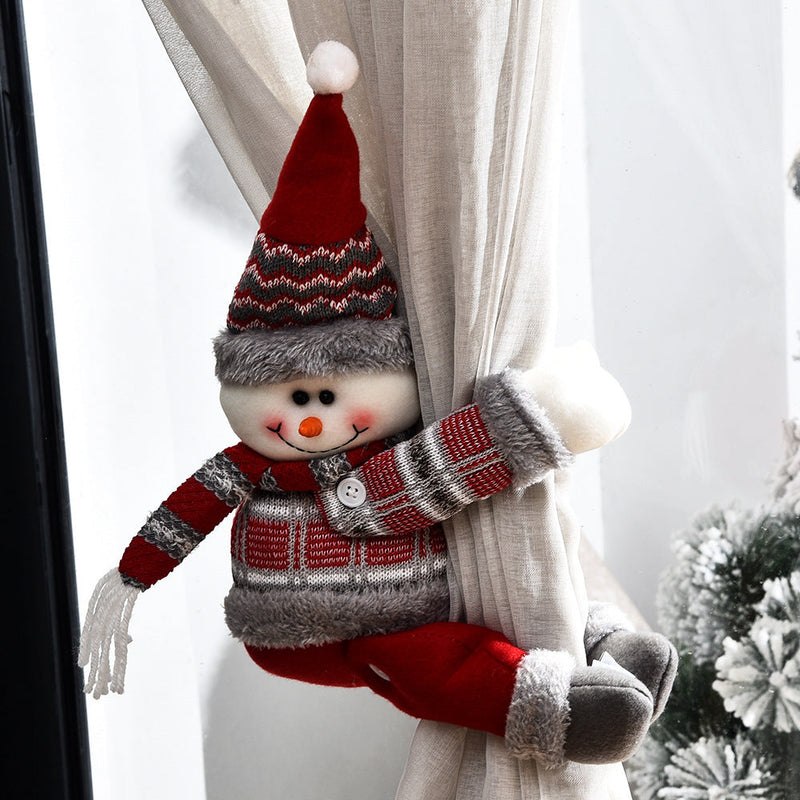 HKM-662867 Christmas Decorative Curtain Buckle - Santa Claus, Reindeer, Snowman Styles, Cloth Material