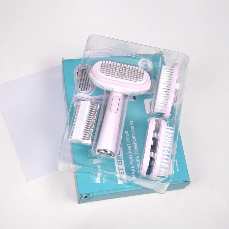 HKM-6631485 Pet Hair Removal Steel Needle Comb and Bath Brush in Blue and Pink