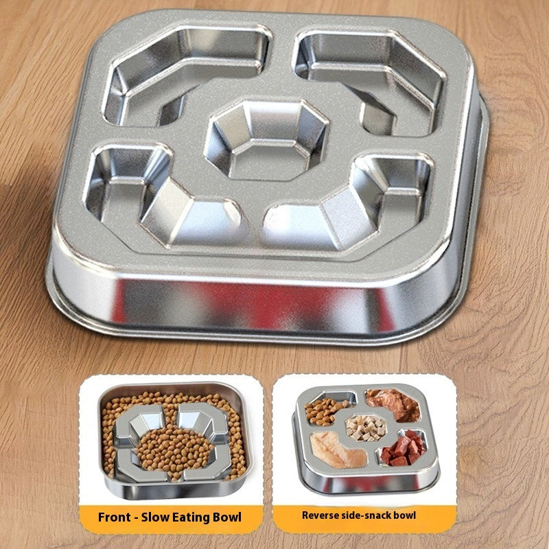 HKM-6631869 Square Stainless Steel Slow Feeding Bowl for Pets