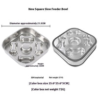 HKM-6631869 Square Stainless Steel Slow Feeding Bowl for Pets