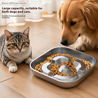HKM-6631869 Square Stainless Steel Slow Feeding Bowl for Pets