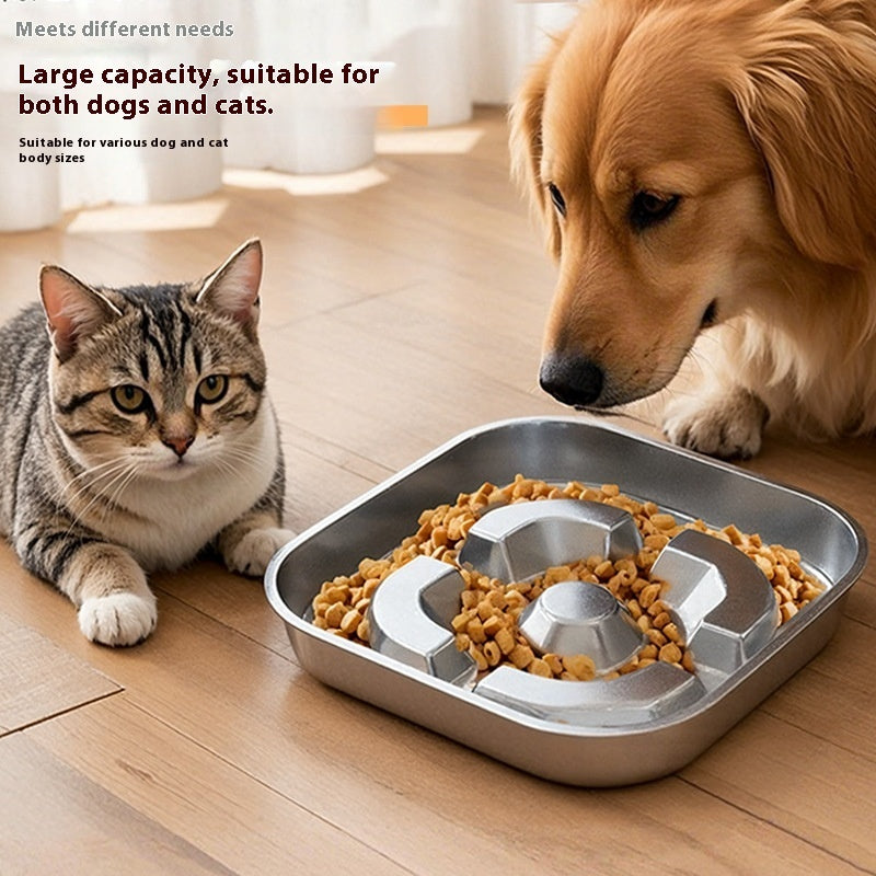 HKM-6631869 Square Stainless Steel Slow Feeding Bowl for Pets