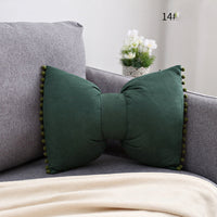 HKM-663187 Bow Knot Pillow Cushion for Home, Bed, and Sofa - Removable Cotton Cover, 35x50cm