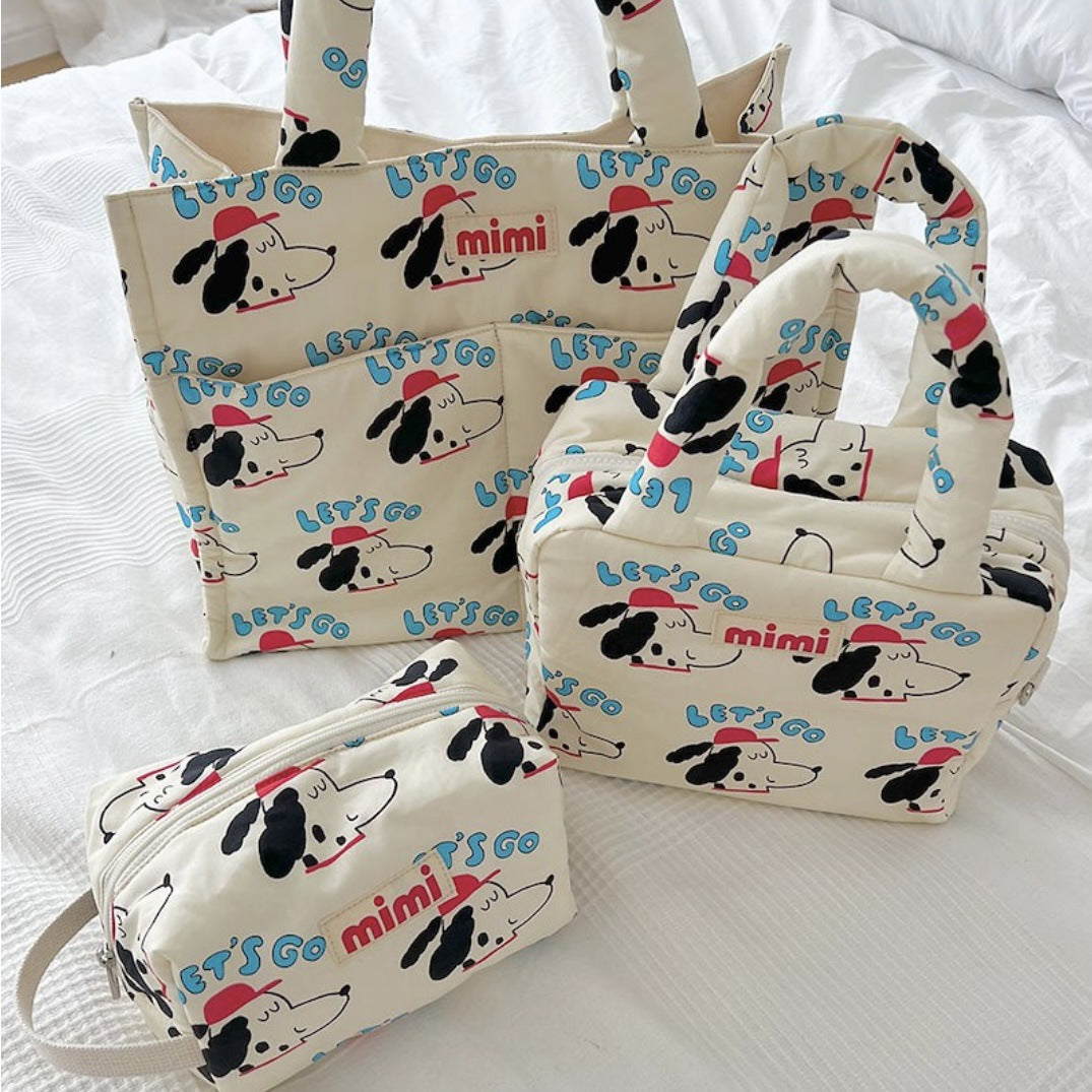 HKM-6632125 Cartoon Print Cotton Handbag for Pet Storage - Multiple Designs Available
