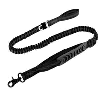 HKM-6633149 Adjustable Bungee Dog Leash with Reflective Stitches for Large and Medium Dogs, 4-6 Feet Length, Includes Car Seatbelt Clip