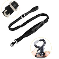HKM-6633149 Adjustable Bungee Dog Leash with Reflective Stitches for Large and Medium Dogs, 4-6 Feet Length, Includes Car Seatbelt Clip