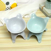 HKM-6635837 Cartoon Cat Ears Cat Paw Design Single Pet Food Bowl - Easy to Clean, Comfortable Eating Angle